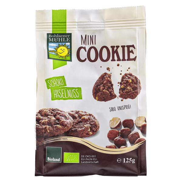 Bohlsener Mühle Økologisk Mini Cookie Chokolade Hasselnød