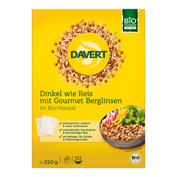 Davert Spelt som ris med gourmet bjerglinser i kogepose
