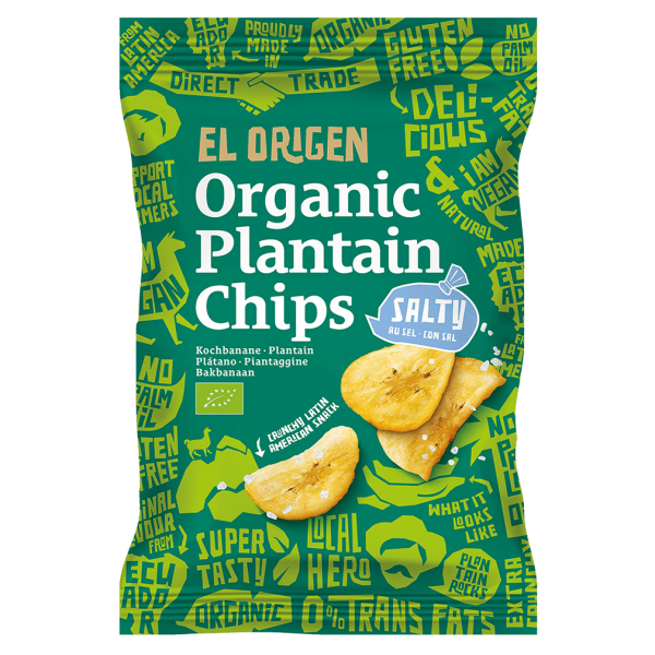 el Origen Økologiske plantainchips, saltede