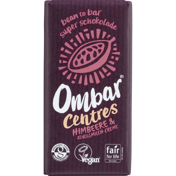 Ombar Bio Raw Centres Himbeere & Kokosmilch Schokolade 70g