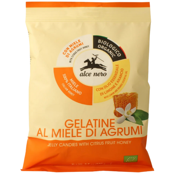 Alce Nero Økologiske gelébolsjer med appelsinhonning, 100 g