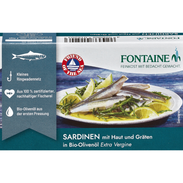 Fontaine Sardiner med skind og ben i olivenolie