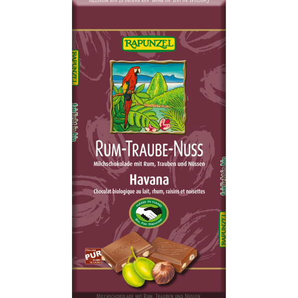 Rapunzel Bio Vollmilch Schokolade Rum-Traube-Nuss