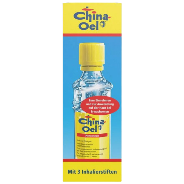 Hübner China-Oel pebermynteolie med 3 inhalatorer, 100 ml