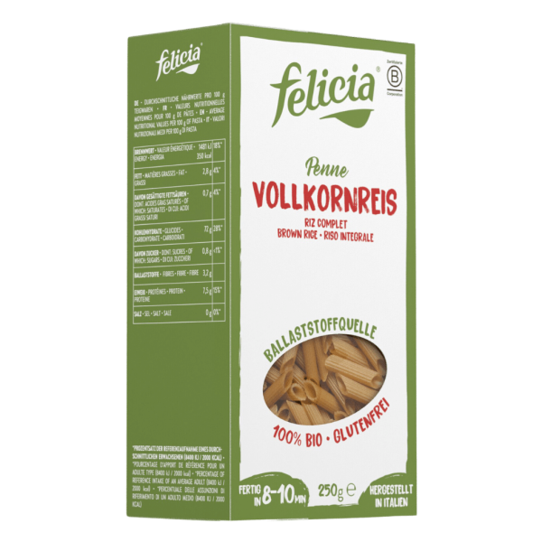 Felicia Økologisk Penne ris fuldkornspasta 250g