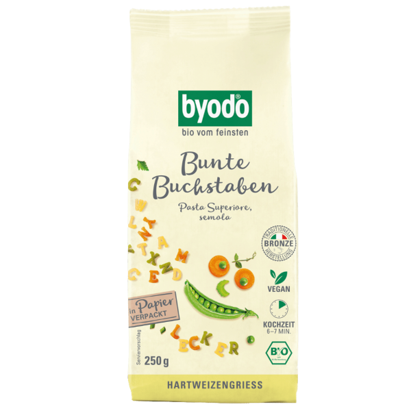 byodo Økologisk brev pasta farverig semola 250g