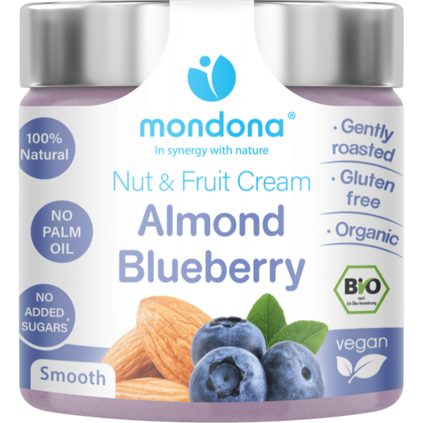 mondona Bio Mandelmus mit getrockneten Blaubeeren