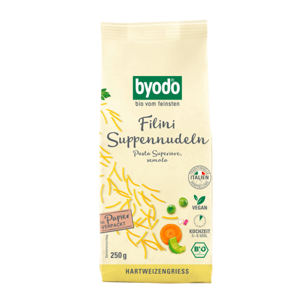 byodo Økologisk Filini suppe nudler semola