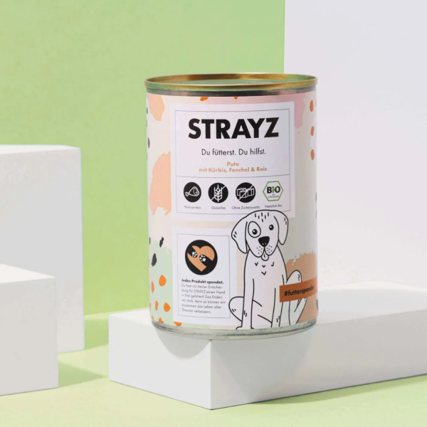 STRAYZ Bio Hunde Nassfutter Pute mit Kürbis, Fenchel &amp; Reis