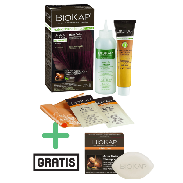 BioKap Hårfarve rubinrød nr. 6.66 + gratis shampoo, 135 ml