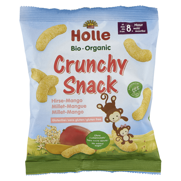 Holle Økologisk Crunchy Snack Hirsemelis Mango