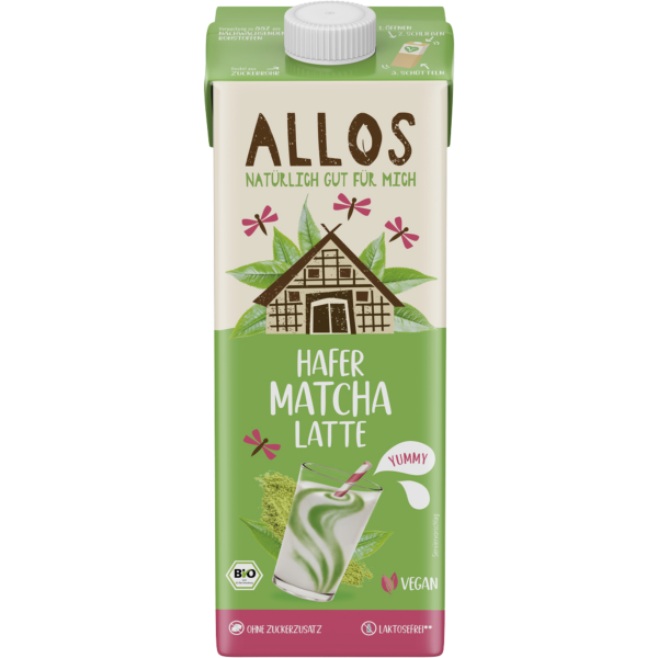 Allos Økologisk havre matcha latte drik, 1l