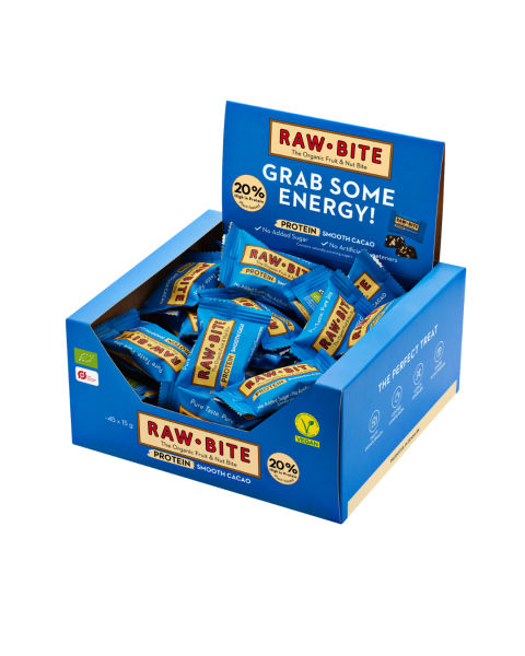 RAW BITE Bio Protein Smooth Cacao Office Box (45 x 15g Riegel)