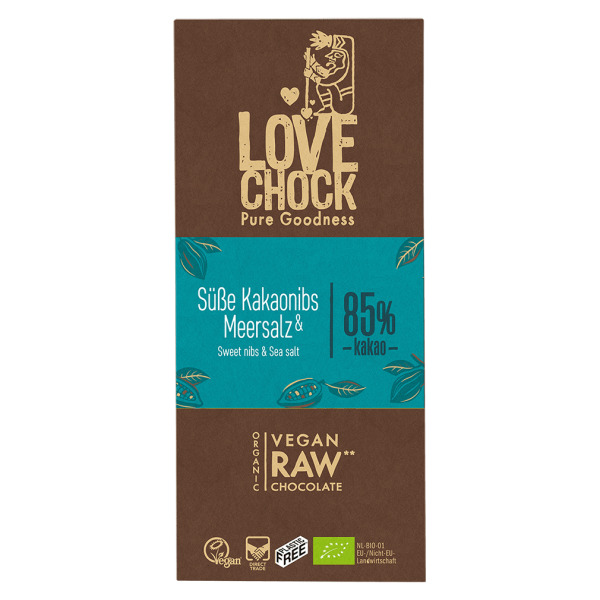 LOVECHOCK Økologisk Raw Kakao Nibs Havsalt Chokolade
