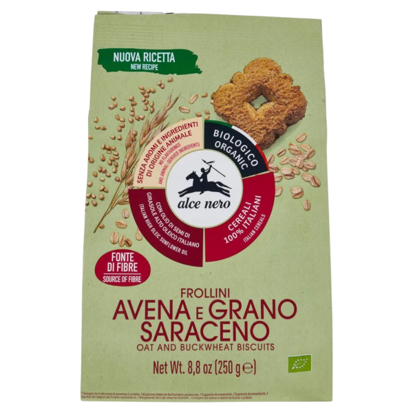 Alce Nero Økologiske havre- og boghvedekiks, 250 g
