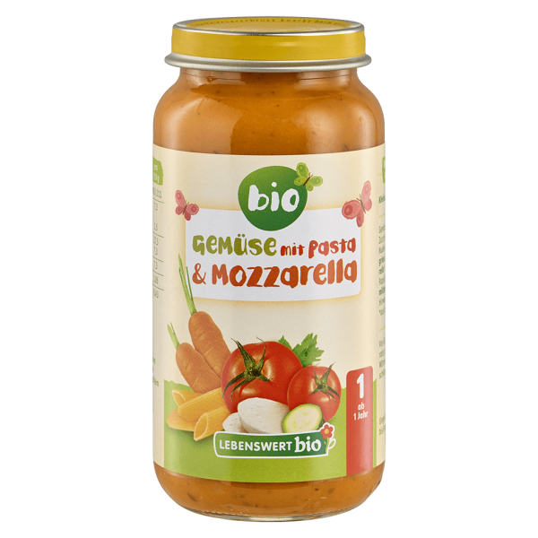 Lebenswert bio Økologiske grøntsager med pasta og mozzarella