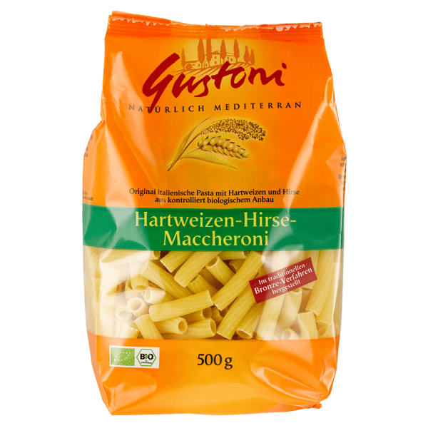 Gustoni Økologisk hård hvede hirse Maccheroni 500g