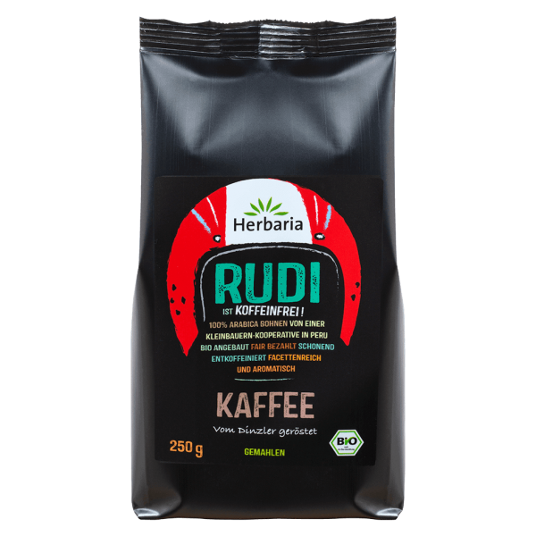 Herbaria Økologisk Rudi Kaffe koffeinfri malet, 250g