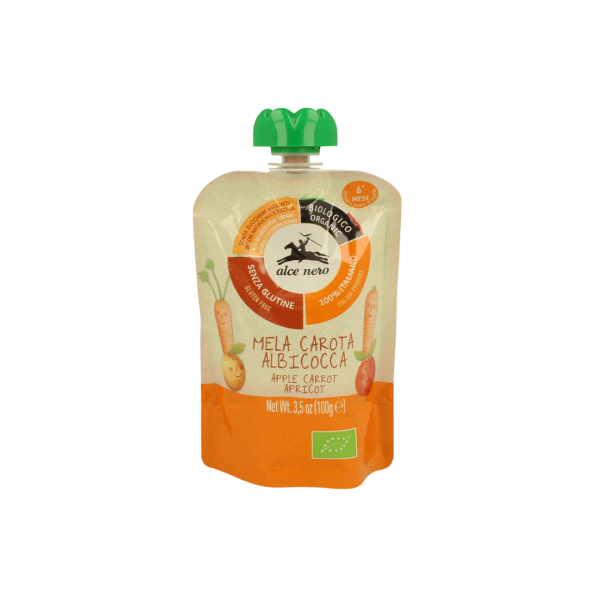 Alce Nero Bio Apfel-Karotten-Aprikosen-Püree, 100g