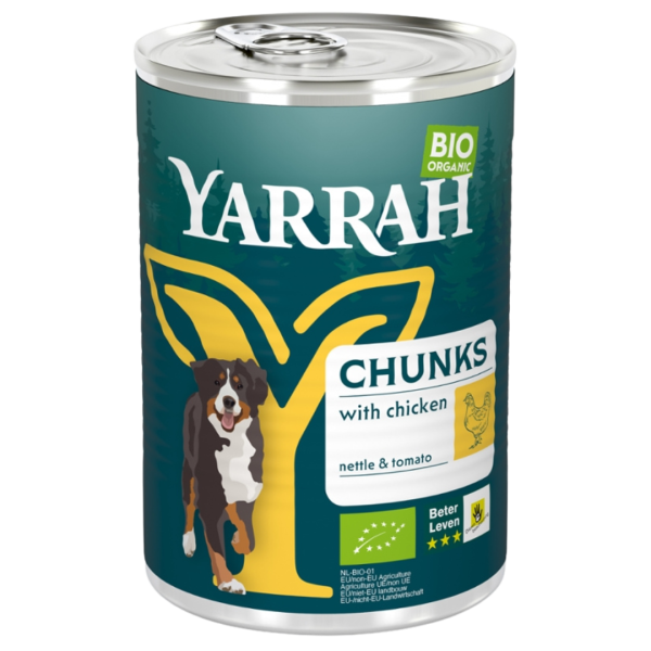 Yarrah Økologisk hundefoder med kyllingestykker i sauce