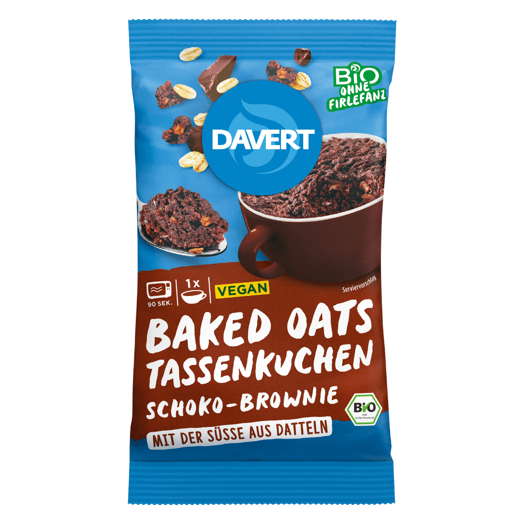 Bio Baked Oats Tassenkuchen Schoko-Brownie von Davert bei greenist.de