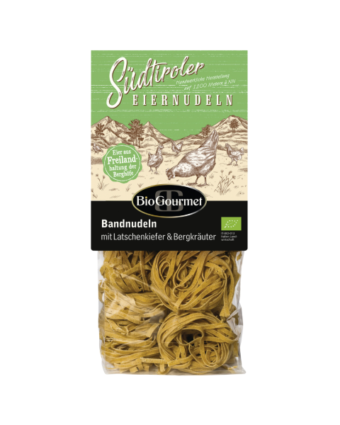 BioGourmet Båndpasta med bjergfyr &amp; bjergkrydderurter, 250g