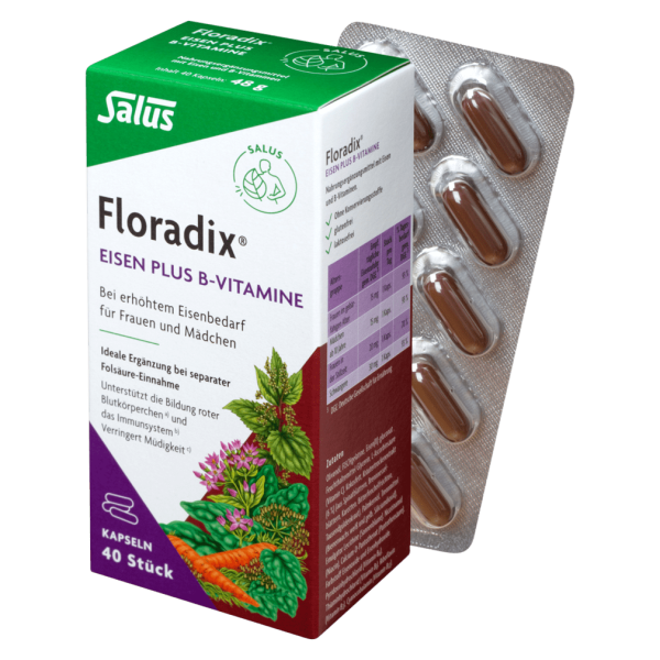 Salus Floradix Jern plus B-vitamin 40 kapsler