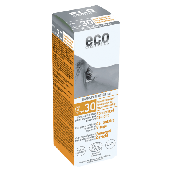 Eco Cosmetics Solgel til ansigt SPF 30, 30 ml dispenser