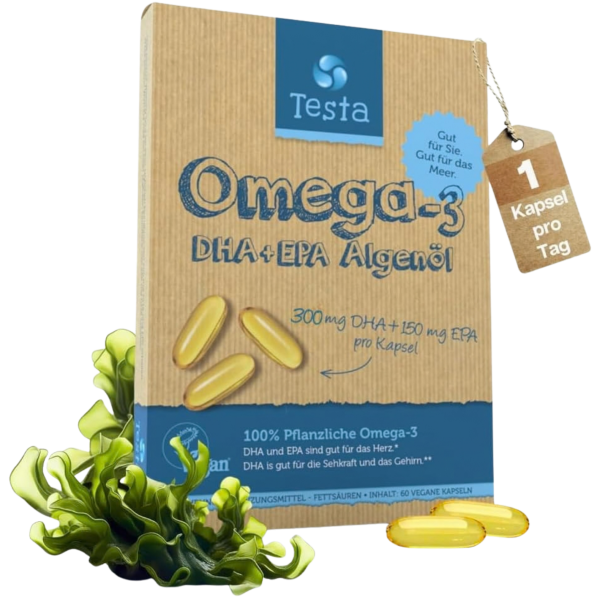Testa Vegansk Omega-3 DHA + EPA algeolie kapsler