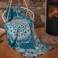 Spirit of Om Flauschige Plaid Decke Smaragd Blume des Lebens Spirit of Om Flauschige Plaid Decke Smaragd Blume des Lebens
