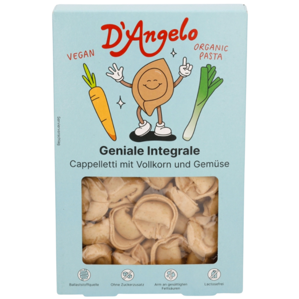 D'Angelo Øko cappelletti fuldkorn med grøntsag, 250 g