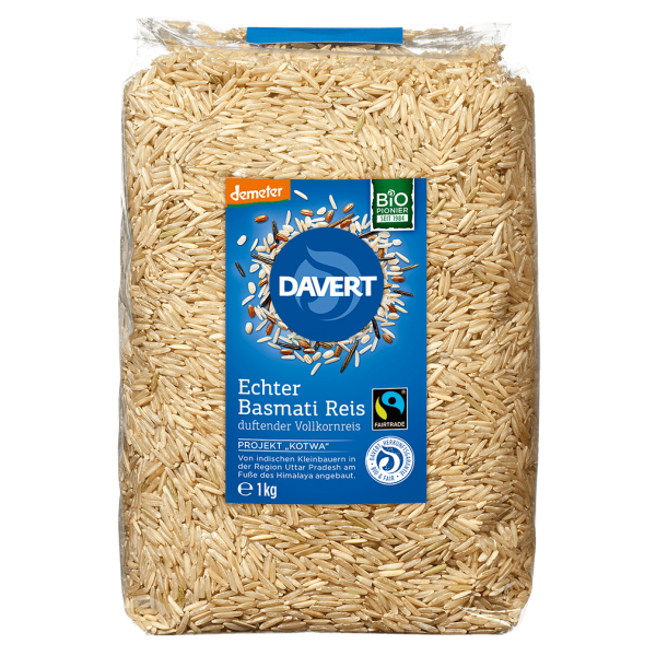 Davert Økologisk ægte basmati fuldkornsris, 1 kg