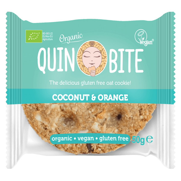 Quin Bite Økologisk cookie kokosnød appelsin, 50g