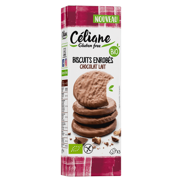 Céliane Økologisk mælk chokolade overtrukket cookies