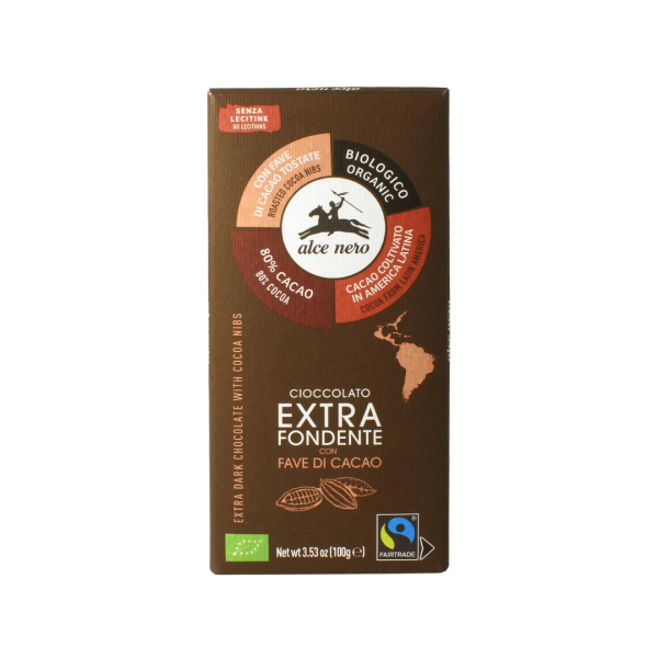 Alce Nero Bio Zartbitterschokolade mit Kakaonibs Fairtrade
