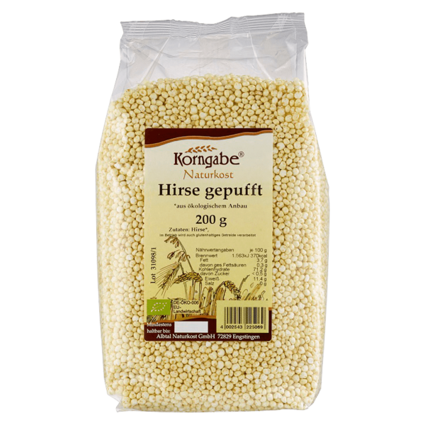 Korngabe Økologisk puffet hirse naturel, 200g