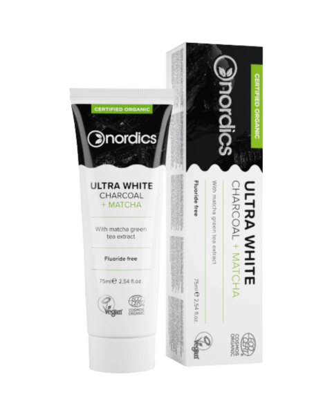 Nordics Bio Zahnpasta Ultra White Aktivkohle Matcha