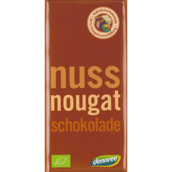 dennree Økologisk mælkechokolade med nougatcremefyld