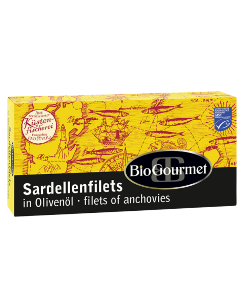 BioGourmet Øko ansjosfileter i olivenolie, 50g