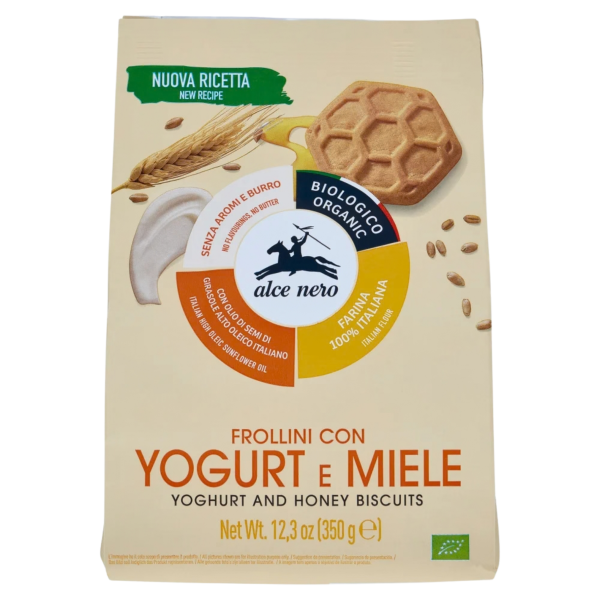 Alce Nero Økologiske kiks med yoghurt og honning, 350 g