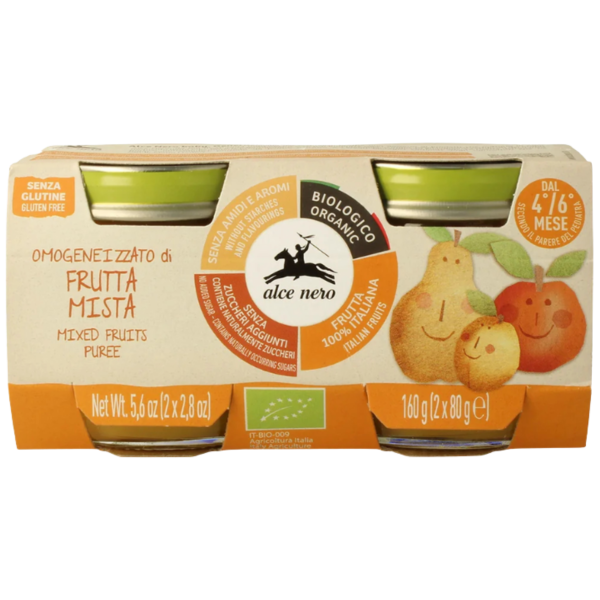 Alce Nero Økologisk babyglas blandet frugt, 160 g