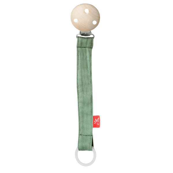 kikadu Schnullerkette Musselin olive