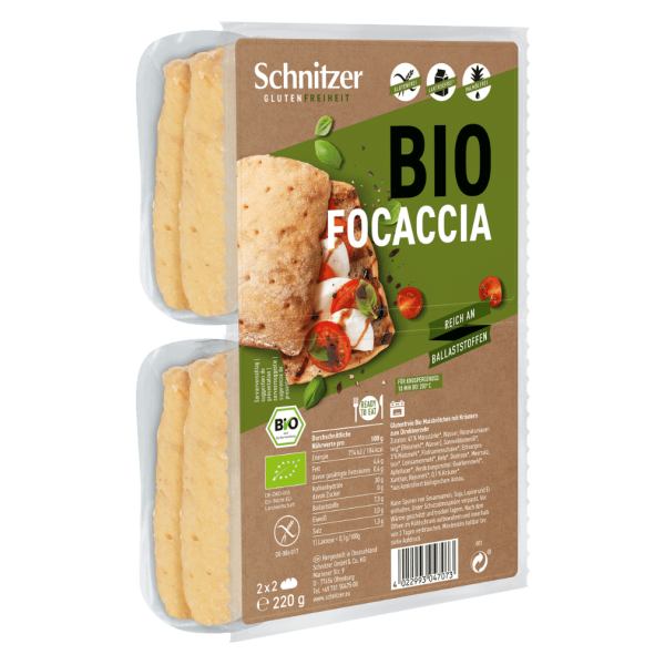 Schnitzer Økologisk Focaccia, 4 stk. pakke