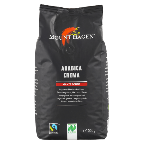 Mount Hagen Økologisk Arabica Crema, hele bønner, 1kg