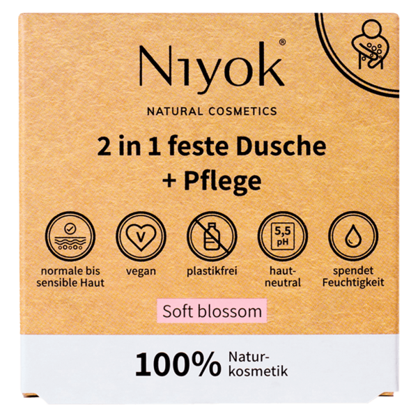 Niyok 2 i1 solid shower &amp; pleje, Soft Blossom