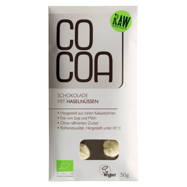 Cocoa Økologisk rå chokolade med hasselnødder