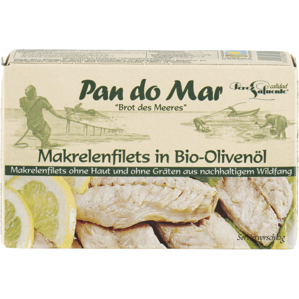 Pan do Mar Makrelfileter i økologisk ekstra jomfru olivenolie, 120g