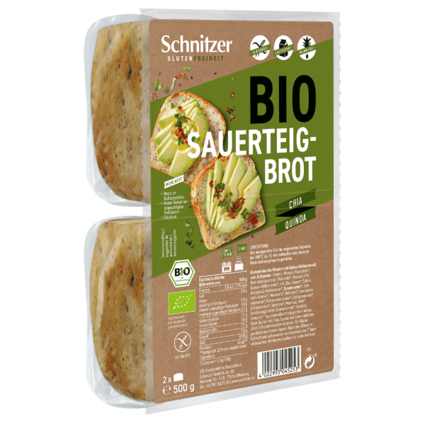 Schnitzer Økologisk chia brød med quinoa, 2 stk. 500g