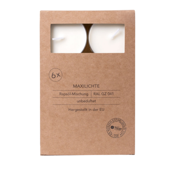 Müller Kerzen Maxi-Lichte, Clear Cups im 6er Pack