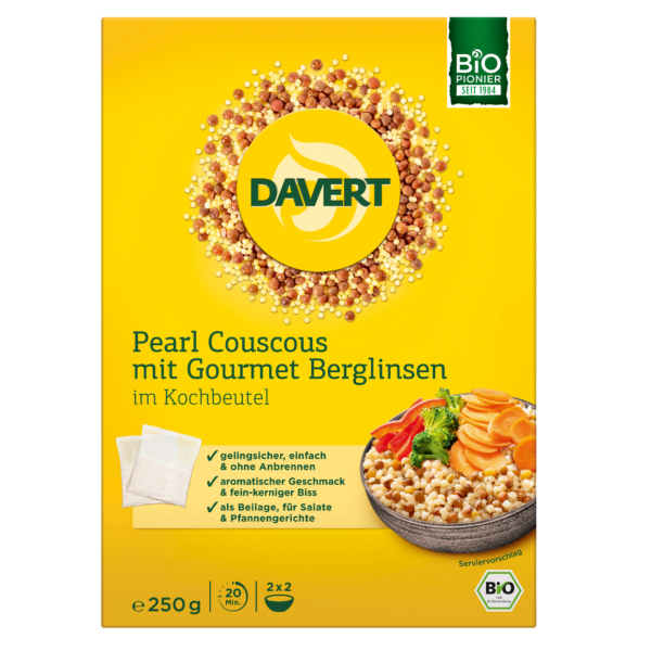Davert Davert Pearl couscous med bjerglinser i kogepose, økologisk